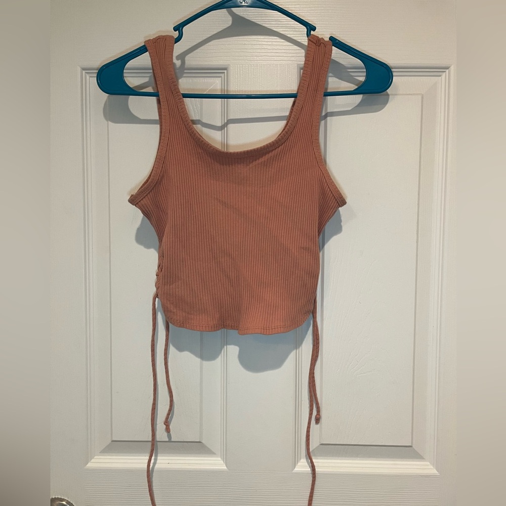 Women's Coral Ribbed Crop Top
